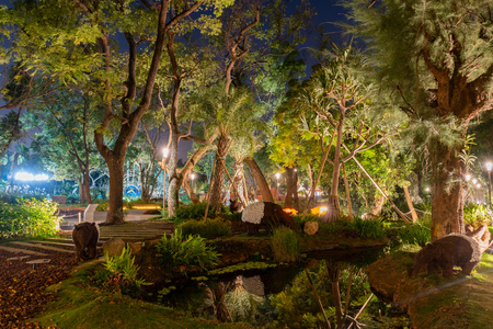 Taichung, DEC 20: Night view of the World Garden of Taichung World Flora Exposition on DEC 20, 2018 at Taichungのeditorial素材