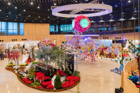 Taichung, DEC 22: Interior view of the Blossom Pavilion of Taichung World Flora Exposition on DEC 22, 2018 at Taichung, Taiwanのeditorial素材