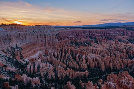 Beautiful sunset view of the Bryce Canyon National Park at Bryce Point, Utahの写真素材
