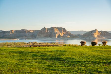 View of the Lake Powell at Page, Arizonaの写真素材