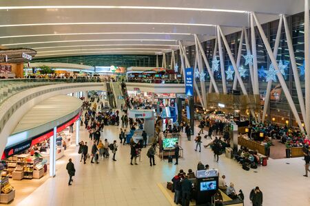 Hungary, NOV 11: Interior view of the international airport on NOV 11, 2018 at Hungaryのeditorial素材
