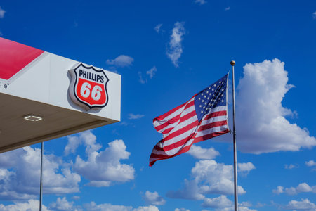 Utah, MAY 14: Exterior sunny view of a Philips 66 gasoline station on MAY 14, 2019 at Utah