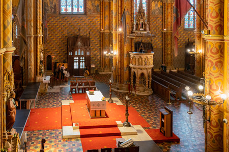 Budapest, NOV 9: Interior view of the famous Matthias Church on NOV 9, 2018 at Budapest, Hungary