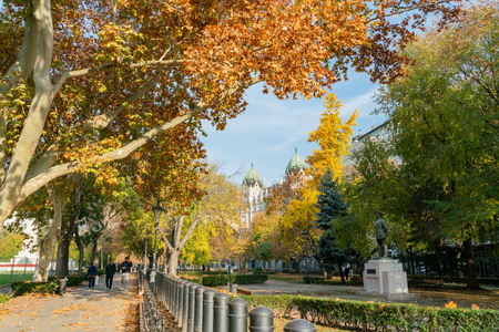 Beautiful autumn landscape around Liberty Square at Budapest, Hungaryのeditorial素材