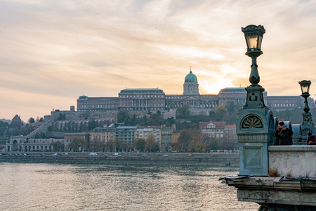 Sunset view of the Buda Castle with River Danube at Budapest, Hungaryのeditorial素材