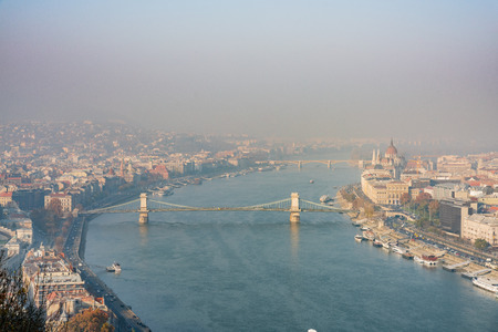 Aerial view of the famous Elisabeth Bridge at Budapest, Hungaryのeditorial素材