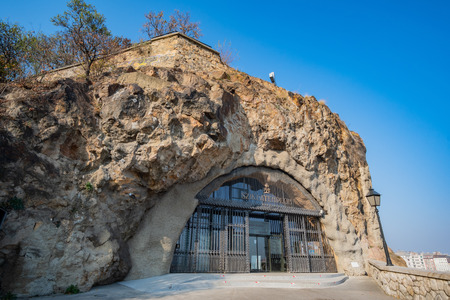 Main entrance of the famous Gellacrt Hill Cave at Budapest, Hungaryのeditorial素材