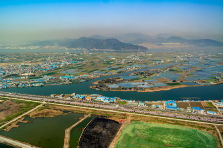Aerial view of the Busan cityscape at South Korea