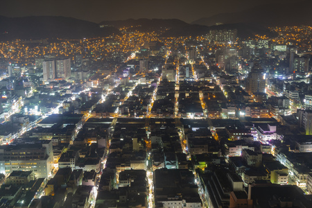 Night aerial view of the Busan cityscape from Busan Tower at Busan, South Koreaのeditorial素材