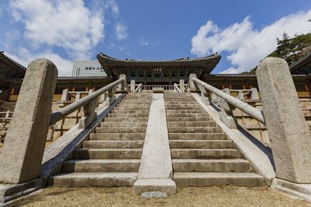 Busan, APR 4: Beautiful traditional building inside the famous Bulguksa temple on APR 4, 2014 at Busan, South Koreaのeditorial素材