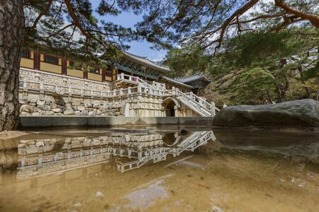 Busan, APR 4: Beautiful traditional building inside the famous Bulguksa temple on APR 4, 2014 at Busan, South Koreaのeditorial素材
