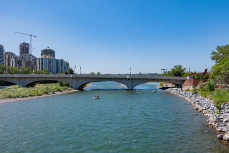 Noon view of the famous Louise Bridge at Calgary, Canadaの写真素材