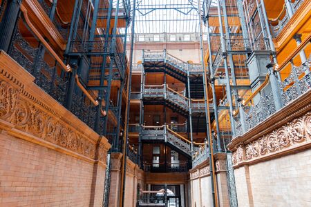 Los Angeles, AUG 10: Interior view of the Bradbury Building on AUG 10, 2019 at Los Angeles, Californiaのeditorial素材