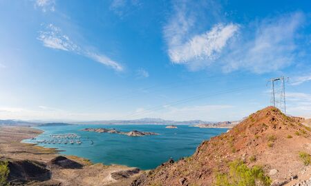 landscape around Lake Mead Lakeview Overlook at Nevadaの写真素材