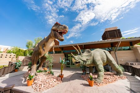 Las Vegas, AUG 4: Dinosaur model exhibition of the Botanical Garden in Springs Preserve on AUG 4, 2019 at Las Vegas, Californiaのeditorial素材