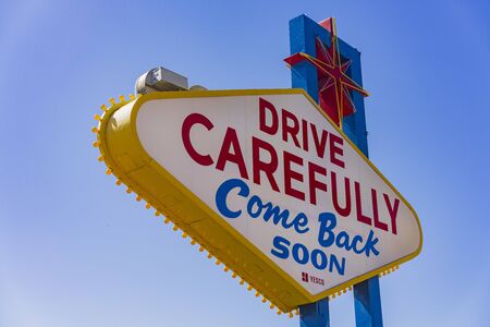 Las Vegas, SEP 24: Morning view of the historical Welcome to Fabulous Las Vegas Sign on SEP 24, 2019 at Las Vegas, Nevadaのeditorial素材