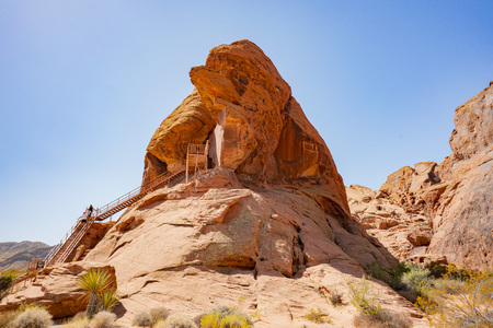 Atlatl Rock of Valley of Fire State Park at Nevadaのeditorial素材