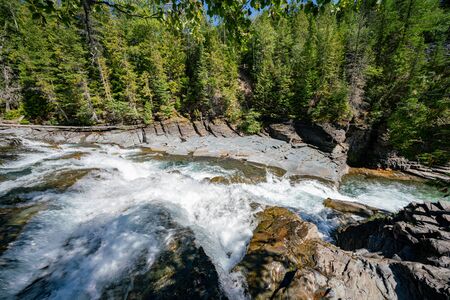 Morning view of the  Mcdonald Falls at Montanaの写真素材