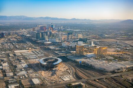 Las Vegas, AUG 29: Aerial view of the famous cityscape of Las Vegas on AUG 29, 2019 at Las Vegas, Nevadaのeditorial素材