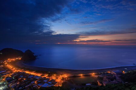 Sunrise aerial view of Su'ao Township at Yilan, Taiwanの写真素材