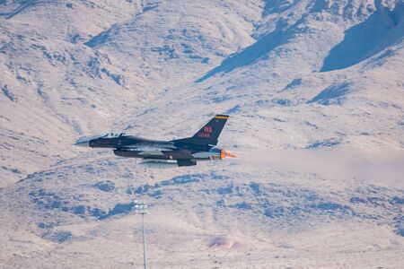 Las Vegas, NOV 17:  F-16 Falcon flying demo in USAF Air show at Nellis Air Force Base on NOV 17, 2019 at Las Vegas, Nevadaのeditorial素材