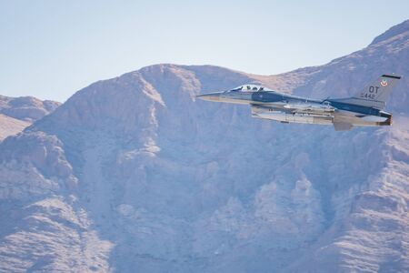 Las Vegas, NOV 17:  F-22 Raptor flying demo in USAF Air show at Nellis Air Force Base on NOV 17, 2019 at Las Vegas, Nevadaのeditorial素材