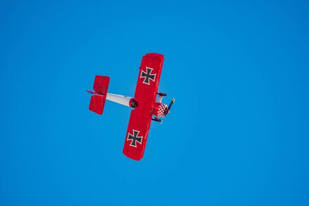 Las Vegas, NOV 17:  Boeing-Stearman Model 75 demo in USAF Air show at Nellis Air Force Base on NOV 17, 2019 at Las Vegas, Nevadaのeditorial素材