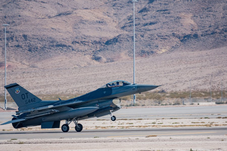 Las Vegas, NOV 17:  F-22 Raptor flying demo in USAF Air show at Nellis Air Force Base on NOV 17,...