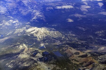 Aerial view of the Mammoth Mountain, Lake Marry at Californiaの写真素材