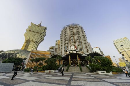 Macau, OCT 19: Exterior of the famous Lisboa Casino on OCT 19, 2019 at Macau, Chinaのeditorial素材