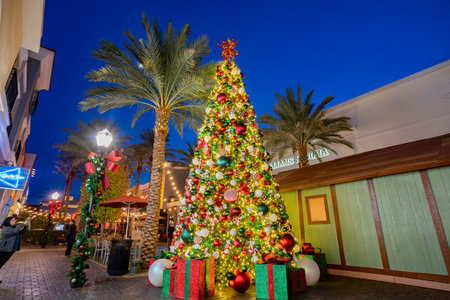 Las Vegas, DEC 2: Christmas Tree, Christmas lights, decoration of The District at Green Valley Ranch on DEC 2, 2019 at Las Vegas, Hendersonのeditorial素材