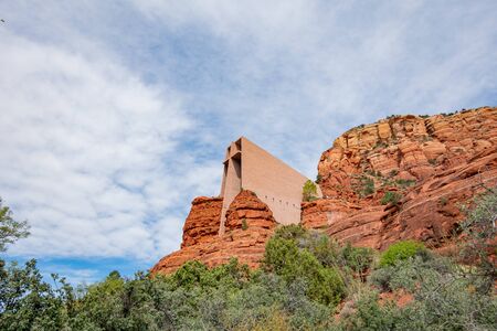 Exterior view of the Chapel of the Holy Cross of the famous Sedona at Arizonaの写真素材