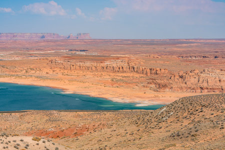 Morning sunny view of the Lake Powell at Page, Arizona