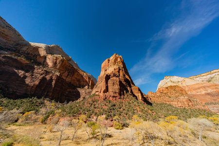 Beautiful landscape of Angels Landing around Zion National Park at Utahの写真素材