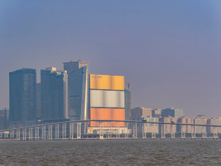 Macau, DEC 24: Afternoon sunny view of the Skyline on DEC 24, 2019 at Macau, China