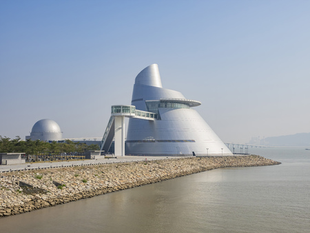 Exterior view of the Macau Science Center at Macau, Chinaのeditorial素材