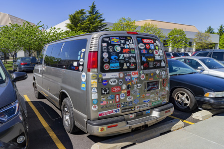 Annapolis, APR 24: Full of stickers on the van on APR 24, 2016 at Annapolis, USAのeditorial素材