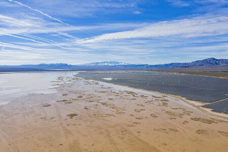 Aerial view of Nevada Solar One at Boulder City, Nevadaの写真素材