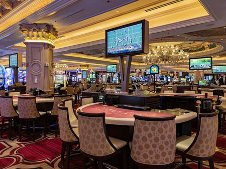 Las Vegas, JAN 1: Interior view of the famous Venetian casino on JAN 1, 2020, at Las Vegas, Nevadaのeditorial素材