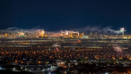 Las Vegas, JAN 1: Night fireworks of the New Year's Eve on JAN 1, 2020 at Las Vegas, Nevadaのeditorial素材