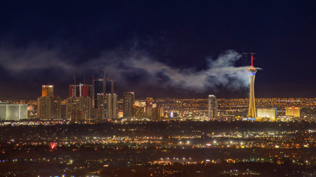 Las Vegas, JAN 1: Night fireworks of the New Year's Eve on JAN 1, 2020 at Las Vegas, Nevadaのeditorial素材