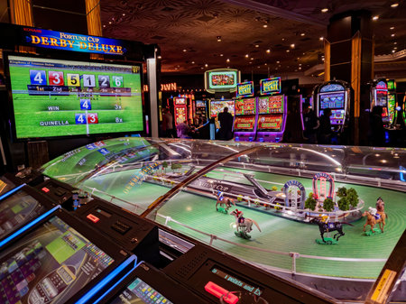 Las Vegas, DEC 28: Horse racing gambling machine in the famous MGM Grand on DEC 28, 2019 at Las...