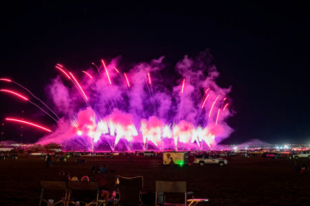 Fireworks of the famous Albuquerque International Balloon Fiesta event at Albquerque, New Mexico