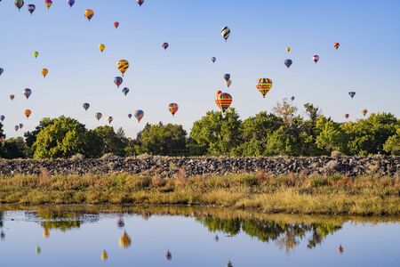 Morning view of the famous Albuquerque International Balloon Fiesta event at New Mexicoの写真素材