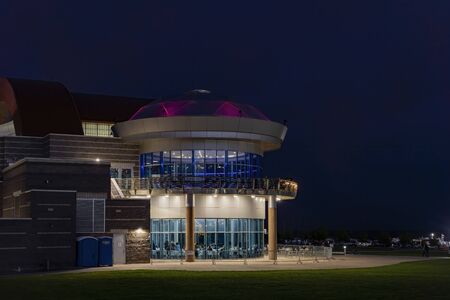 Albquerque, OCT 4: Night view of the Anderson Abruzzo Albuquerque International Balloon Museum on OCT 4, 2019 at Albquerque, New Mexicoのeditorial素材