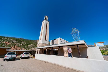 Jemez Springs, OCT 7: Exterior view of the Mary Mother of Priests Catholic Church on OCT 7, 2019 at...