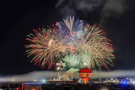 Albquerque, OCT 5: Fireworks view of the famous Albuquerque International Balloon Fiesta event on OCT 5, 2019 at Albquerque, New Mexicoのeditorial素材
