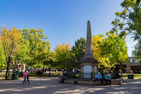 Santa Fe, OCT 6: Exterior view of the Santa Fe Plaza on OCT 6, 2019 at Santa Fe, New Mexico