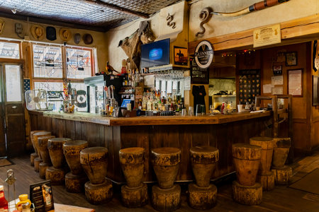 Jemez Springs, OCT 7: Interior view of a traditional western restaurant on OCT 7, 2019 at Jemez...
