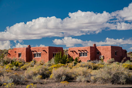 Beautiful Pueblo style building of Petrified Forest National Park at Arizonaのeditorial素材